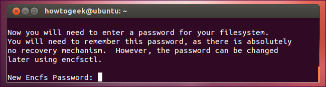 Подтверждение ввода пароля при создании тома EncFS