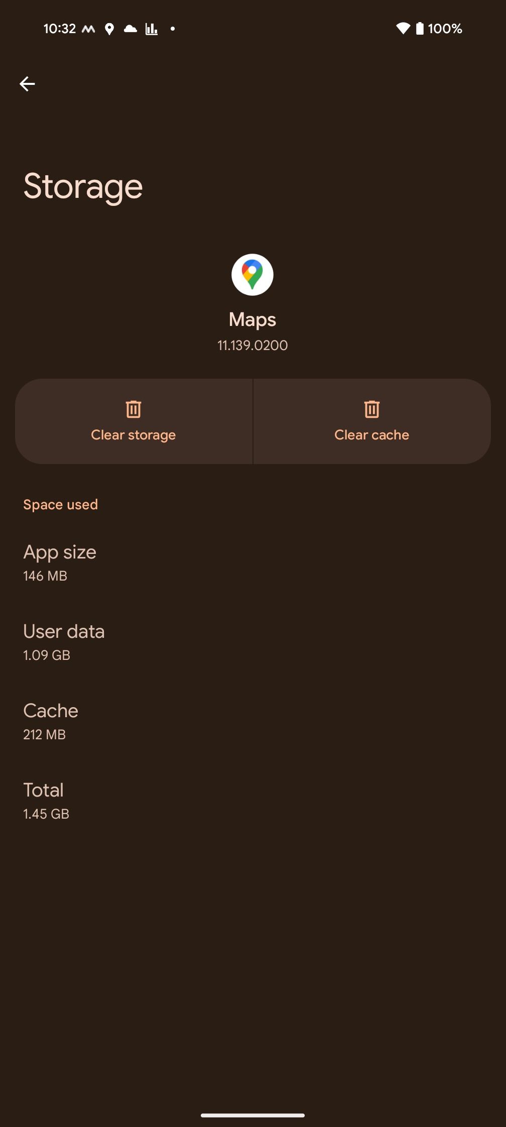 Информация о хранилище Google Maps на Android.