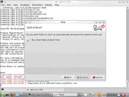 Опция автозапуска Railo при старте системы