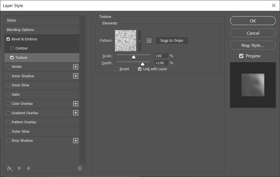 Настройка Рельефа и текстуры слоя