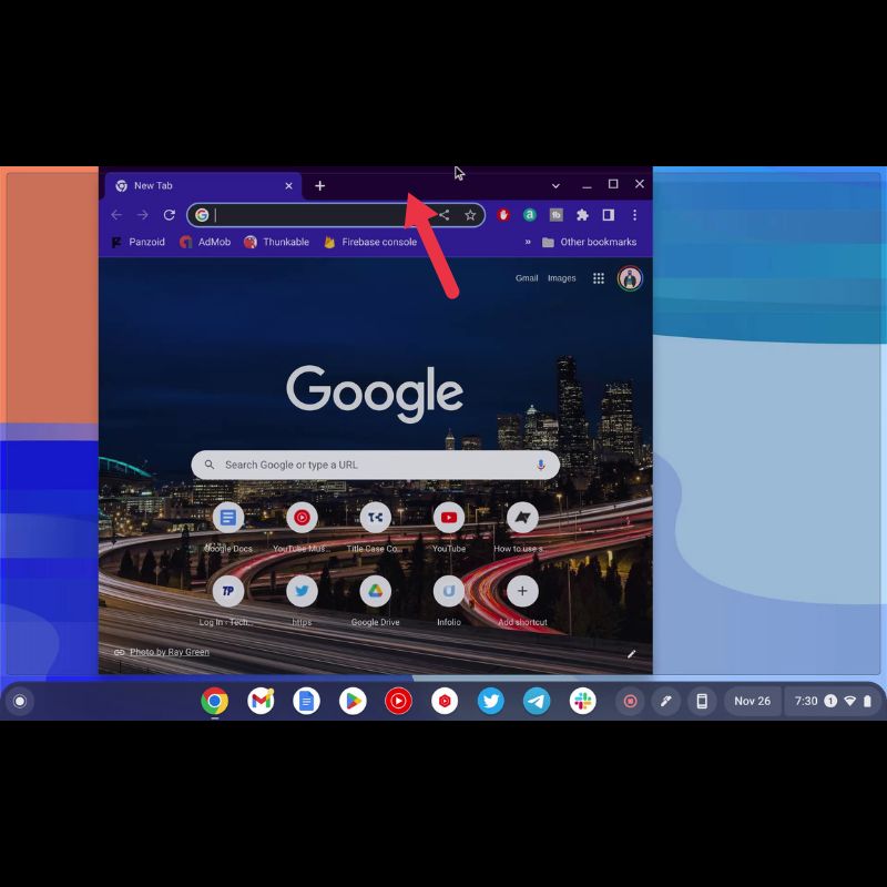 Строка меню используется для перетаскивания окна вверх к центру экрана