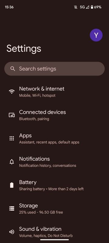 Экран настроек Pixel: выключение Battery Share