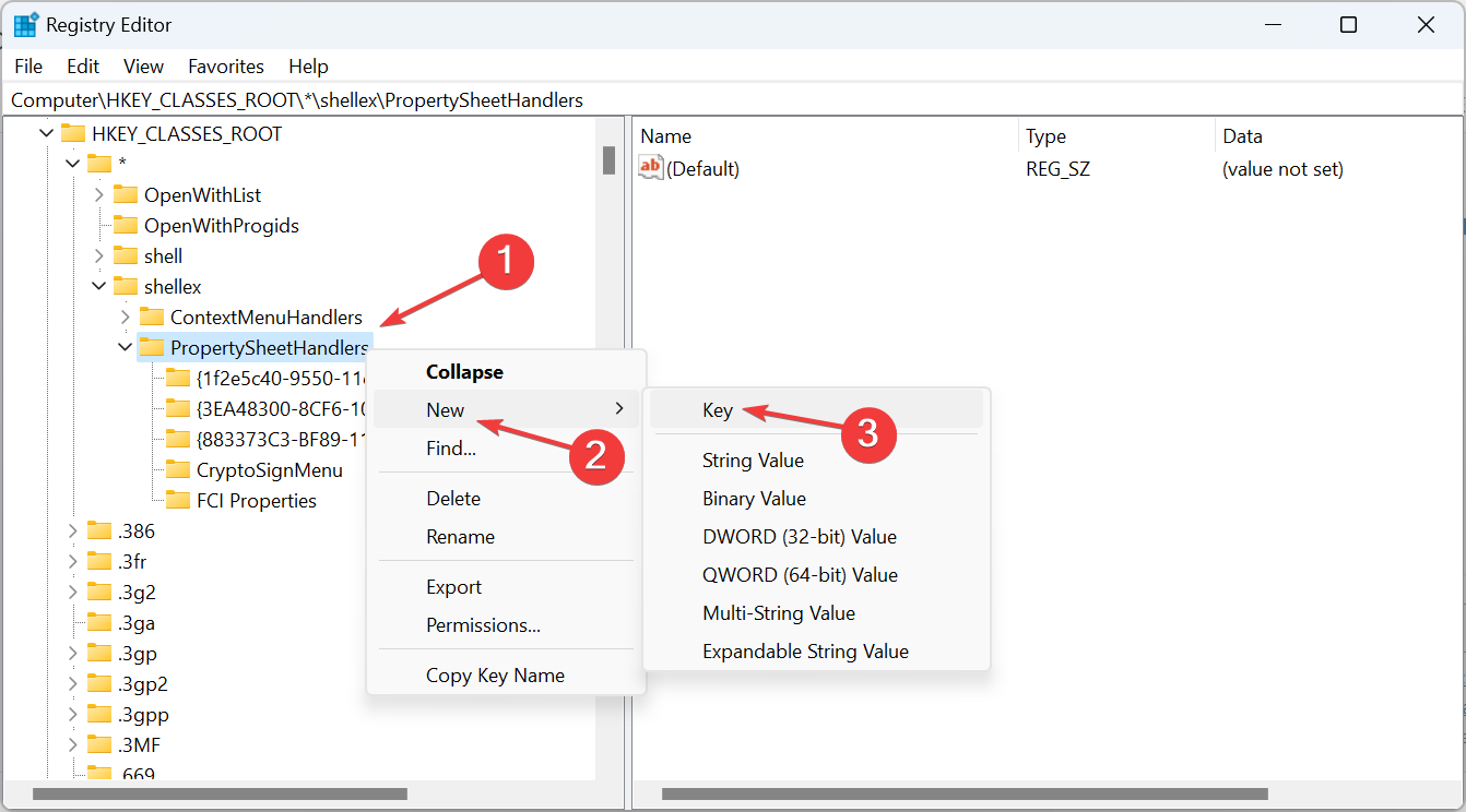Создание ключа в реестре