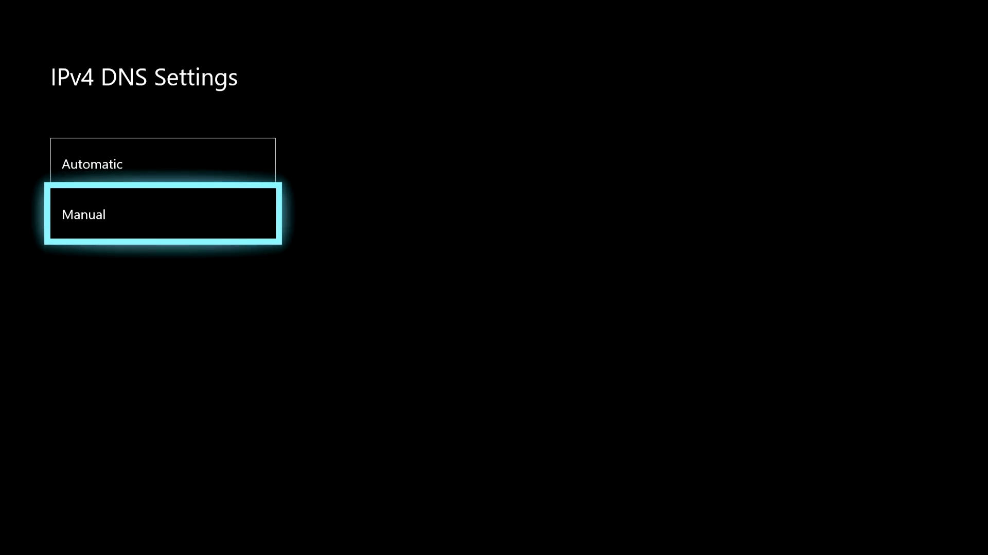 Выбор ручной настройки DNS на Xbox