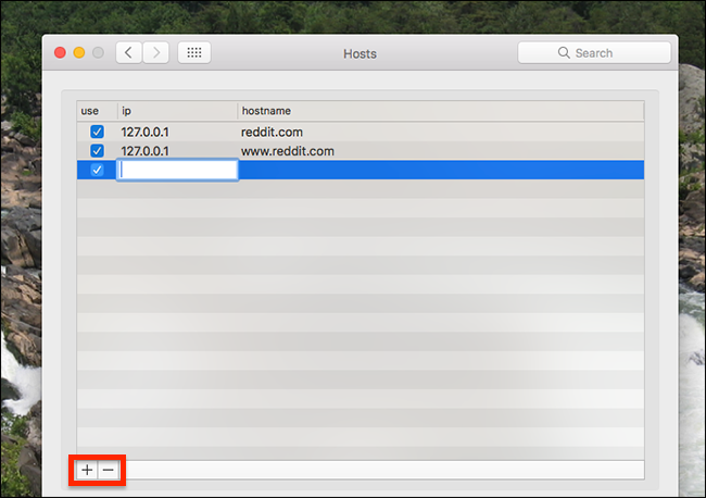 Добавление записей в Hosts Preference Pane