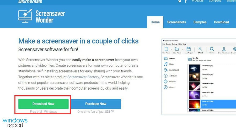 Скачивание установщика Screensaver Wonder 7