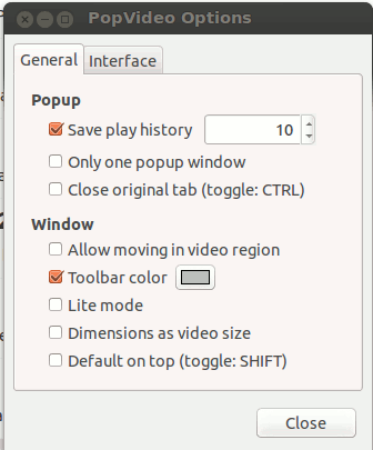 Настройки PopVideo