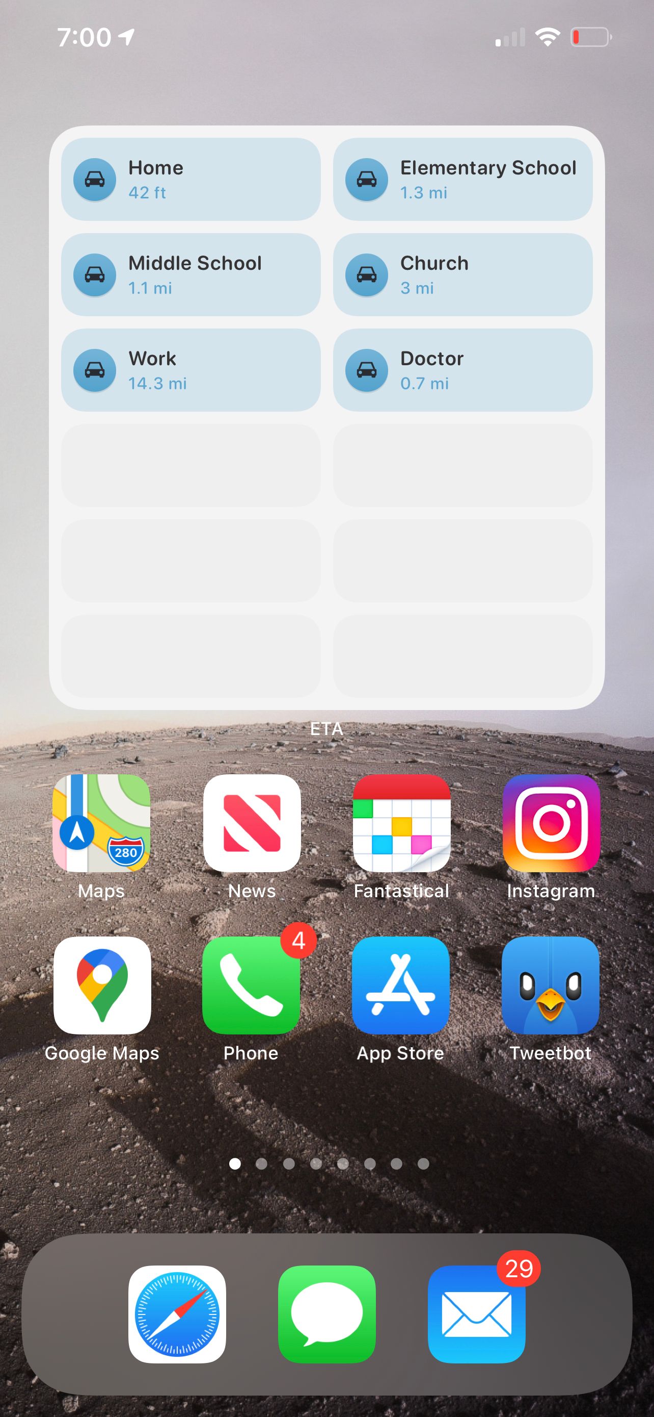 Большой виджет ETA со списком маршрутов.