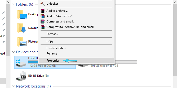 Свойства системного диска