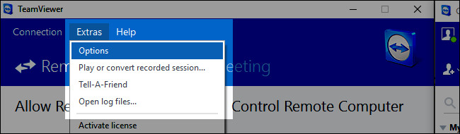 Главное меню TeamViewer — Дополнительно > Опции