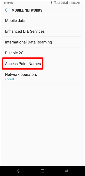 Список точек доступа на Samsung Galaxy