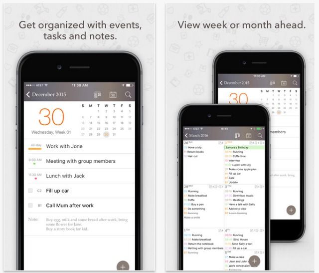 Экран Planner Pro с дневным и месячным видом
