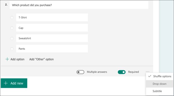 Microsoft Forms Choice question