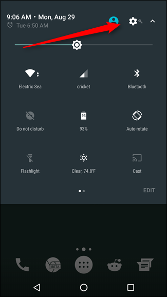 Скриншот меню настроек Android