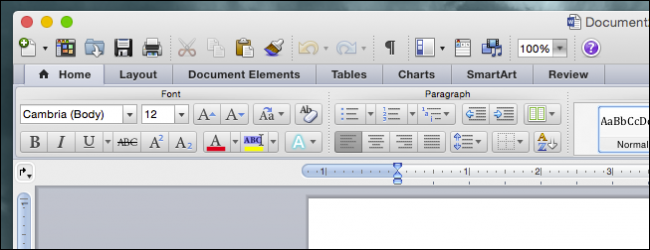 Скриншот: Устаревший интерфейс Office 2011 на Mac