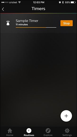 Список активных таймеров с оставшимся временем