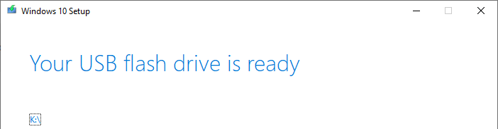 Финальный экран мастера с подсказкой и ссылкой на букву диска.