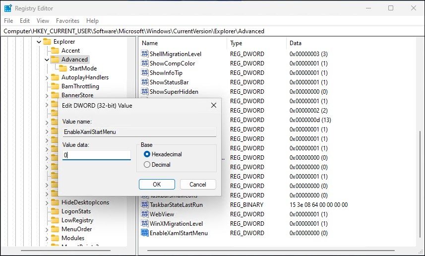 registry editor advanced new dword value data 0
