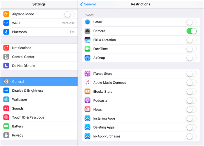 Список отключаемых сервисов: Safari, Siri и т.д.