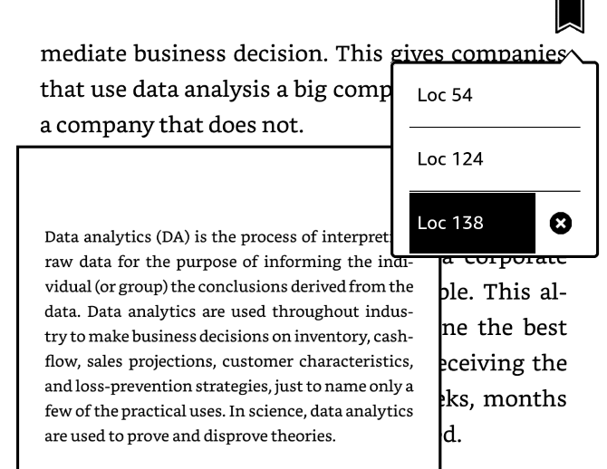 Меню закладок и обзор страниц на Kindle Paperwhite