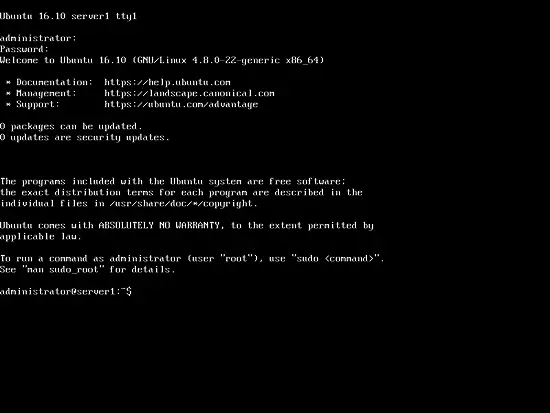 Первый вход в систему Ubuntu 16.10 Yakkety Yak