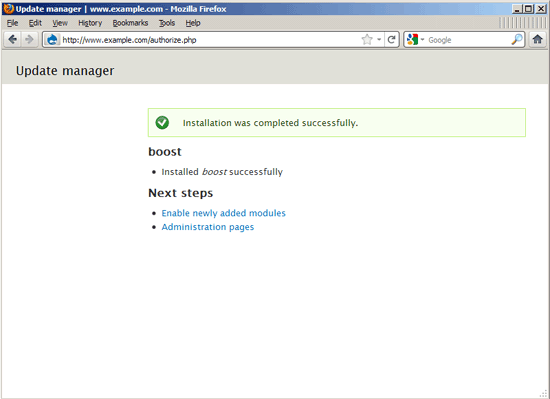 Подтверждение включения модуля Boost в списке модулей