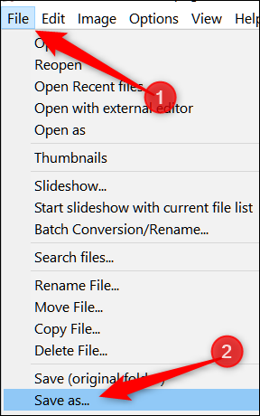 Окно «Сохранить как» в IrfanView