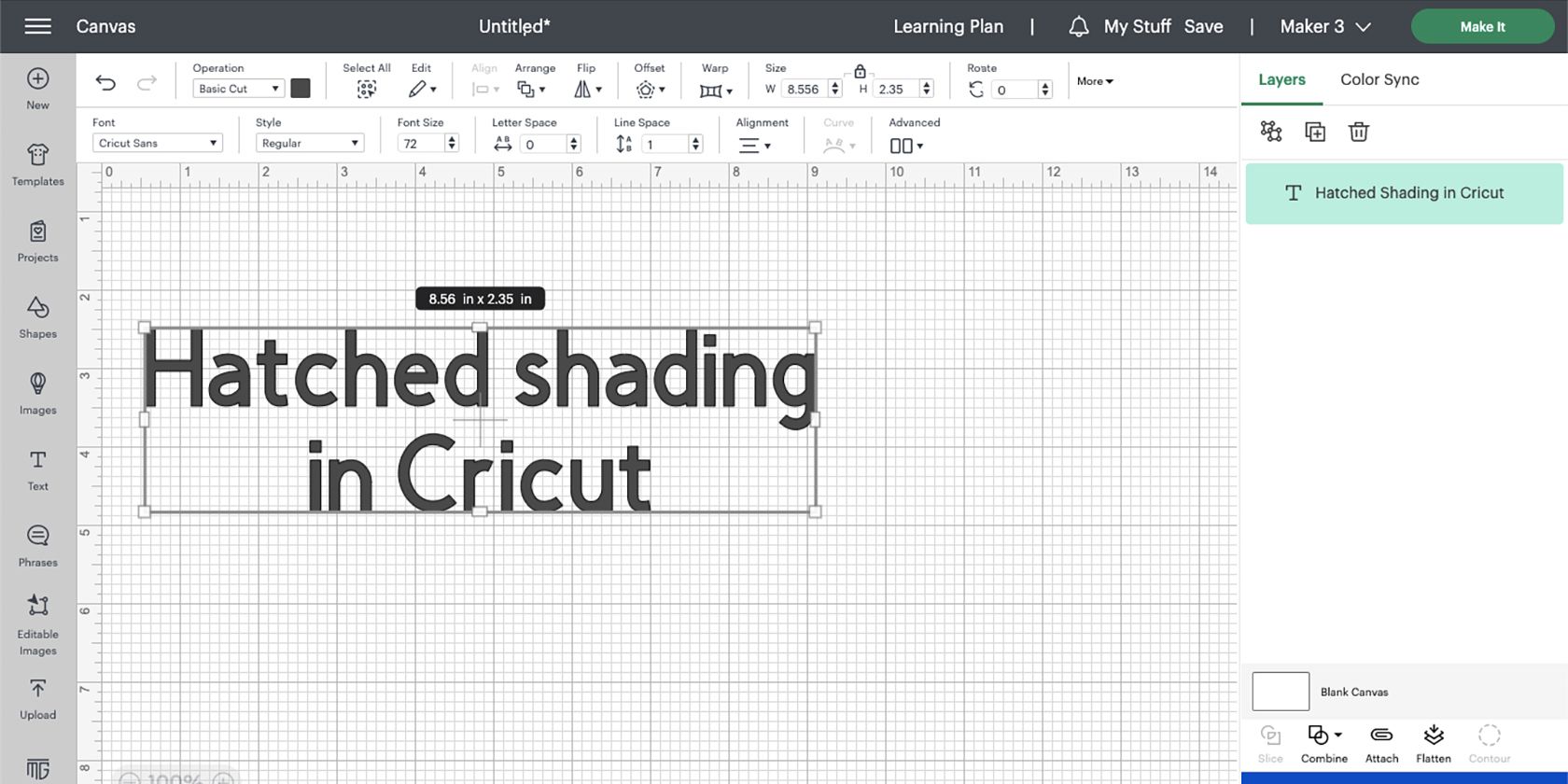 Cricut Design Space text tool