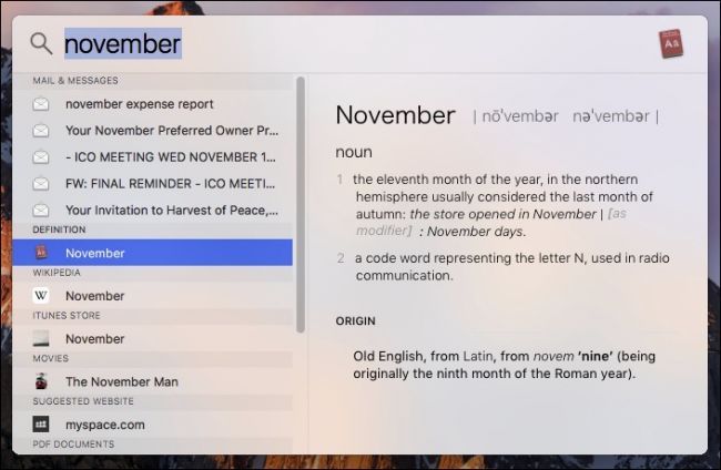 Результаты поиска со смешанными элементами: определения, iTunes, фильмы