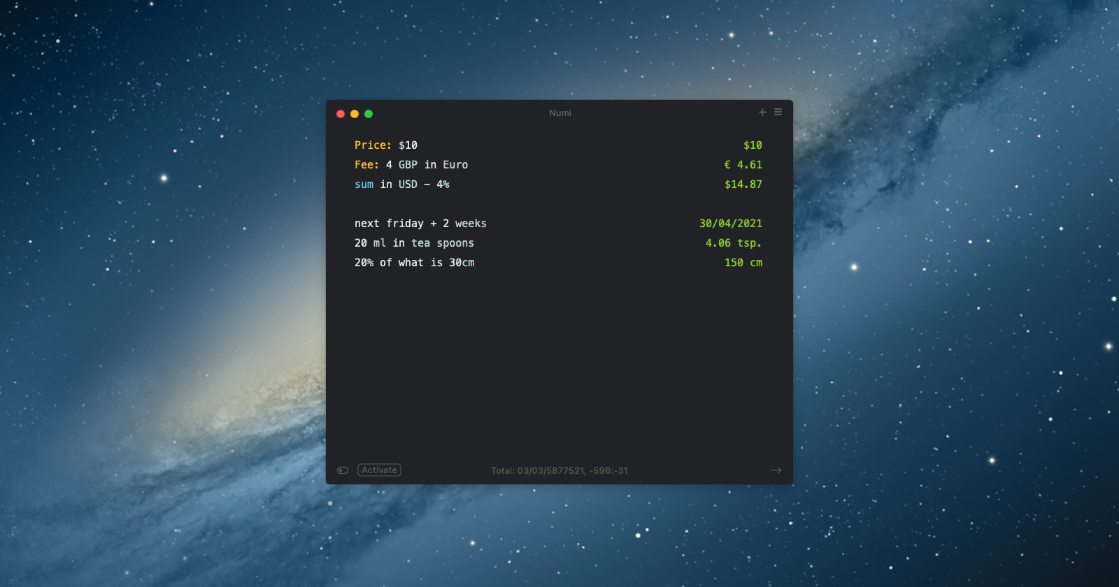 Numi: красивый калькулятор для macOS