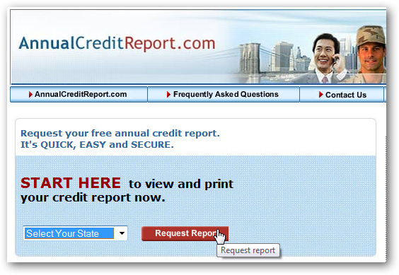 Форма выбора штата при запросе отчёта