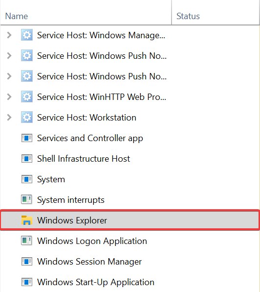 процесс explorer.exe в списке