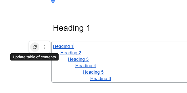 Обновление оглавления в Google Docs