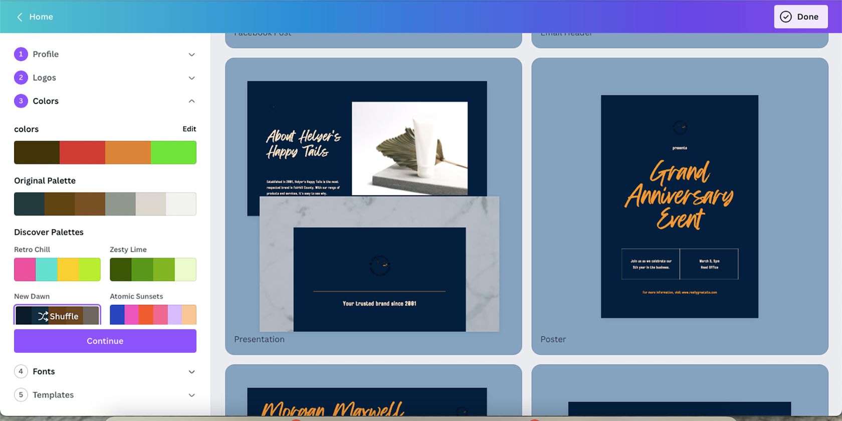 Canva Brand Kit blue layouts Голубые макеты шаблонов