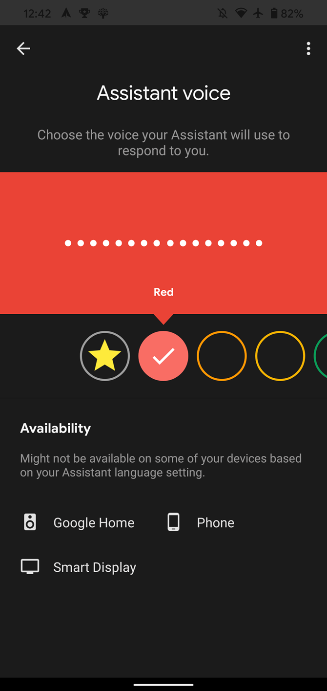 Выбор голоса Google Assistant