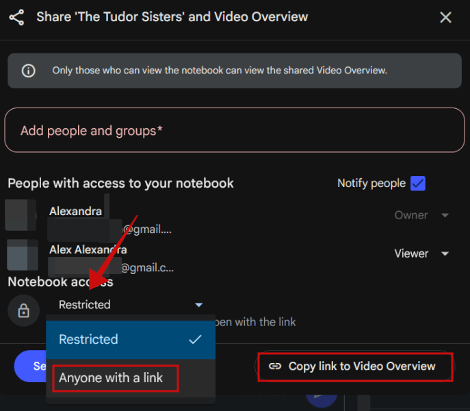 Link zum Video‑Overview kopieren in NotebookLM