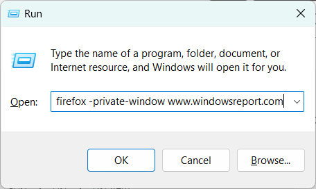 Открытие сайта в приватном окне через окно