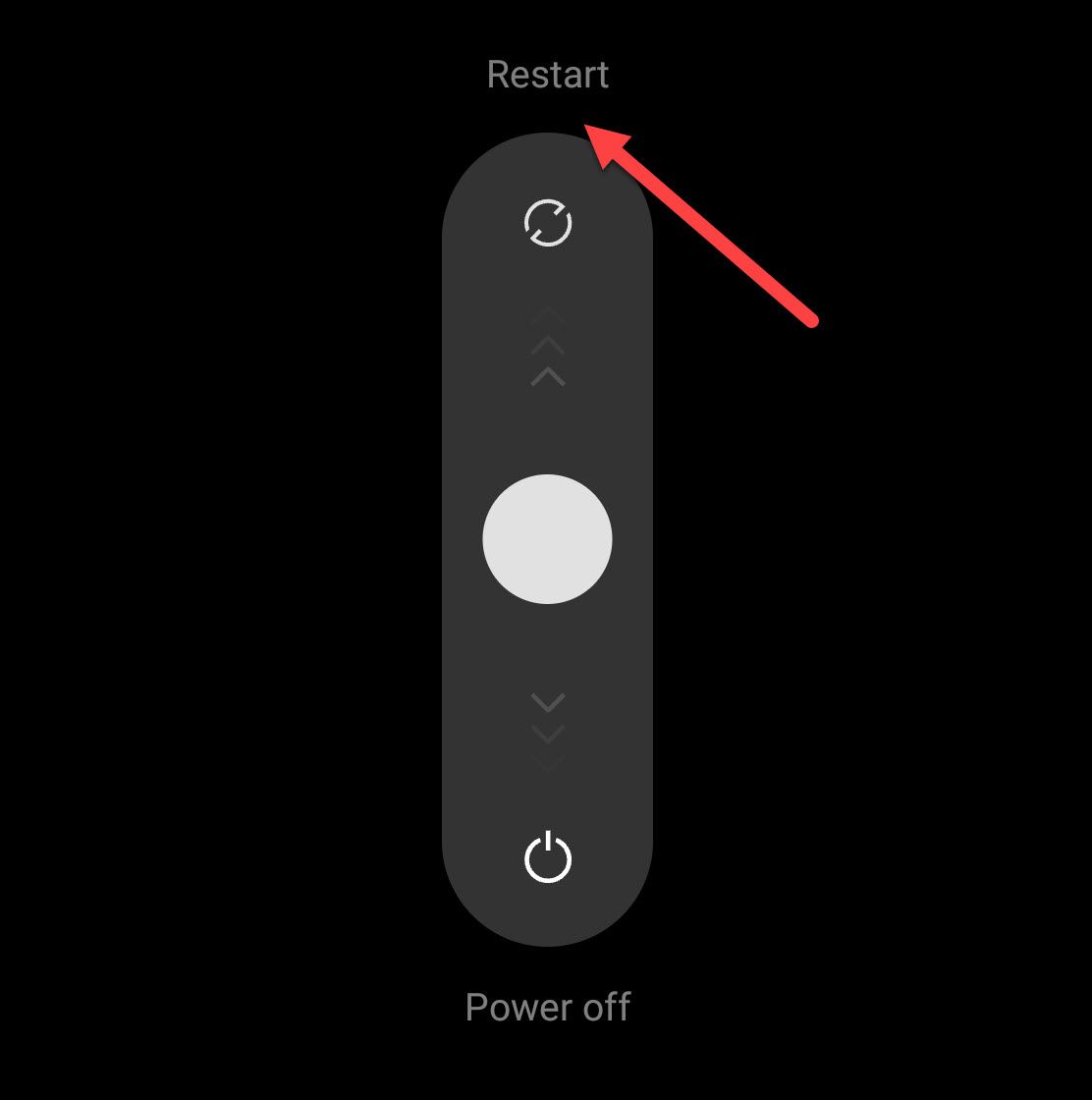 Скриншот меню перезагрузки Android