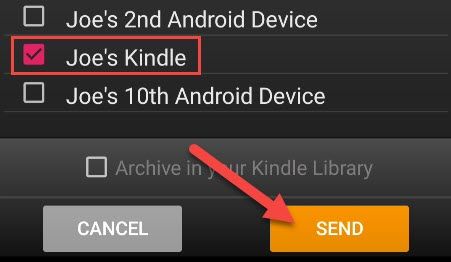 Select your Kindle and tap