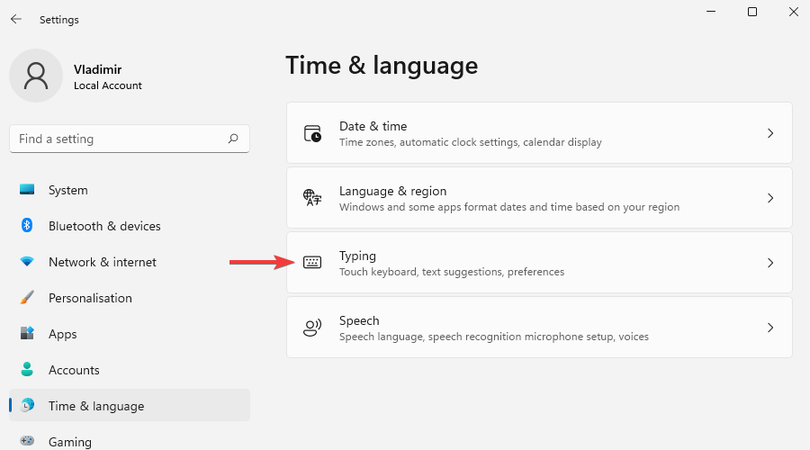 Параметр Дополнительные параметры клавиатуры