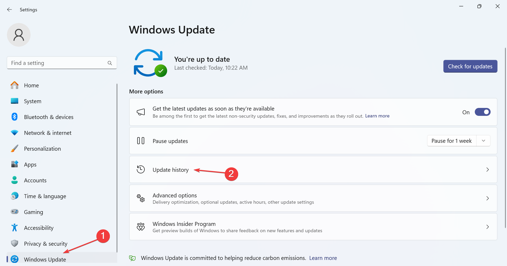 Журнал обновлений Windows