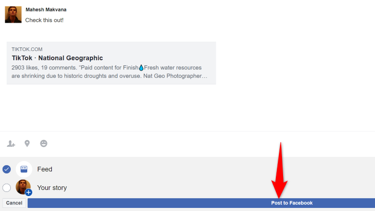 Кнопка «Опубликовать в Facebook» на сайте.