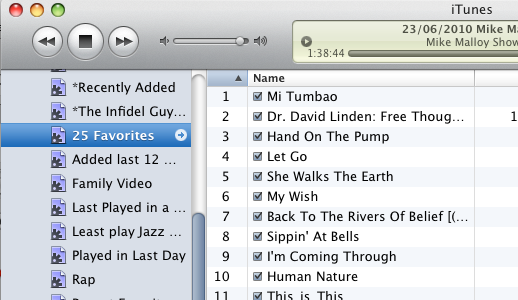 Пример готового умного плейлиста из 25 избранных треков