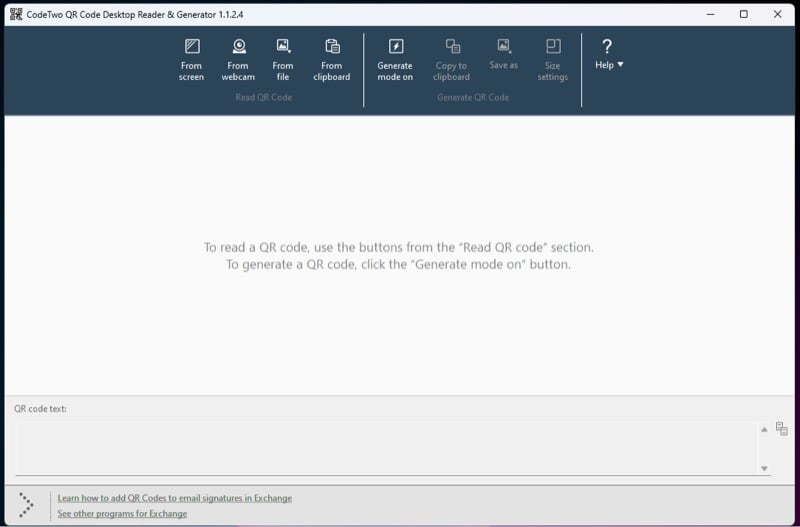 Режимы сканирования в CodeTwo QR Code Desktop & Generator