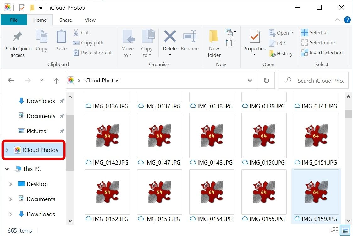 Вкладка iCloud Photos в Проводнике