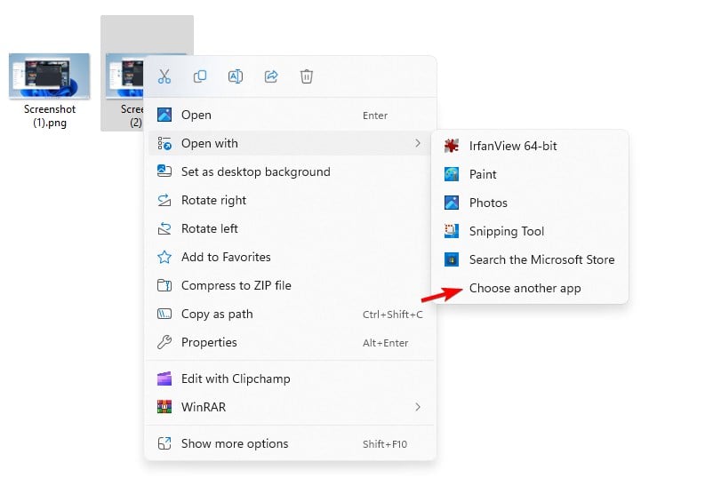 Диалог выбора другого приложения для открытия файла