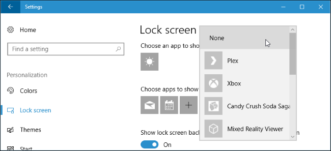 Настройки экрана блокировки с выбором приложений для показа состояния