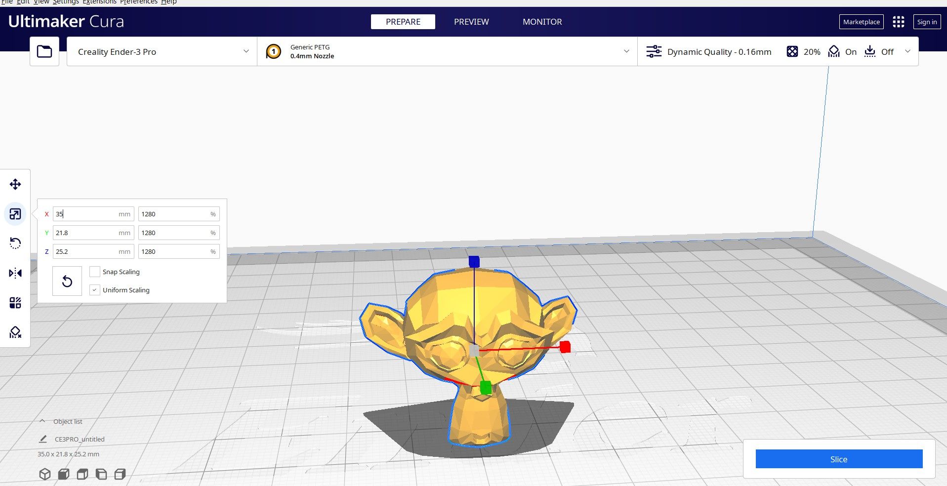 monkey model in cura