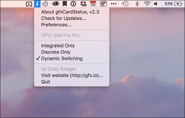 Опции режимов gfxCardStatus
