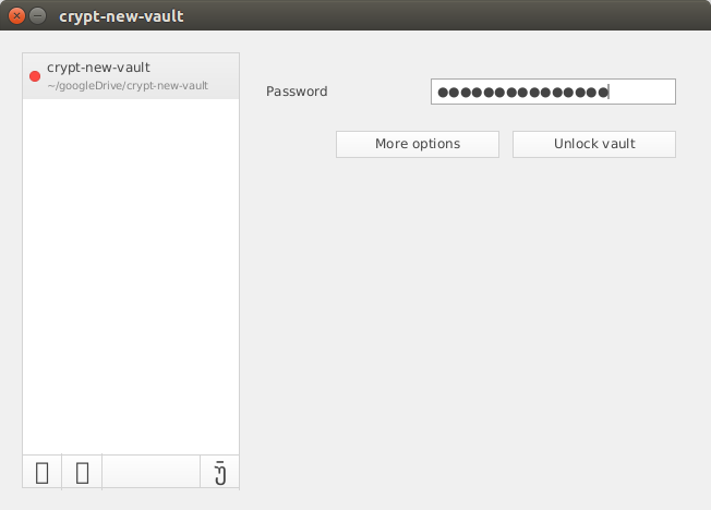 Экран разблокировки хранилища Cryptomator